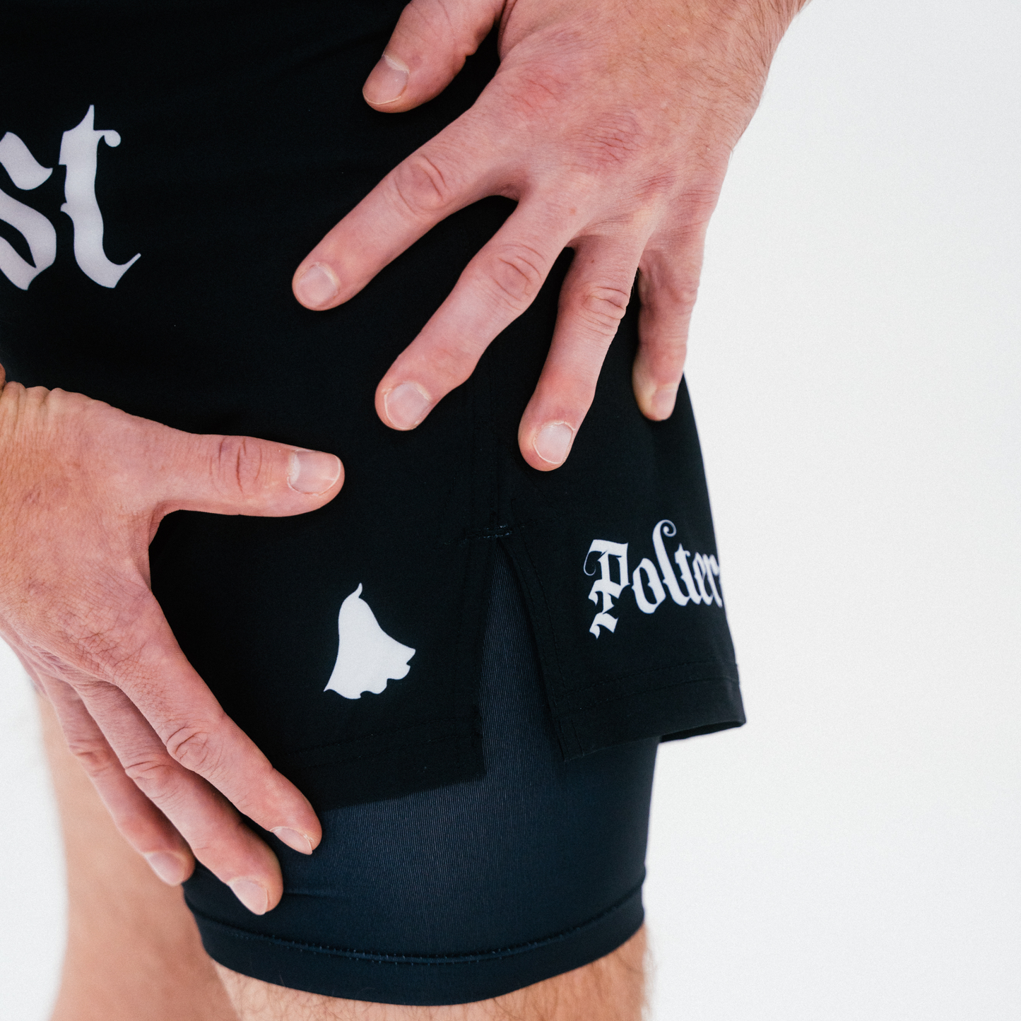 Ranked by Poltergeist - Dual-Layer Black Shorts