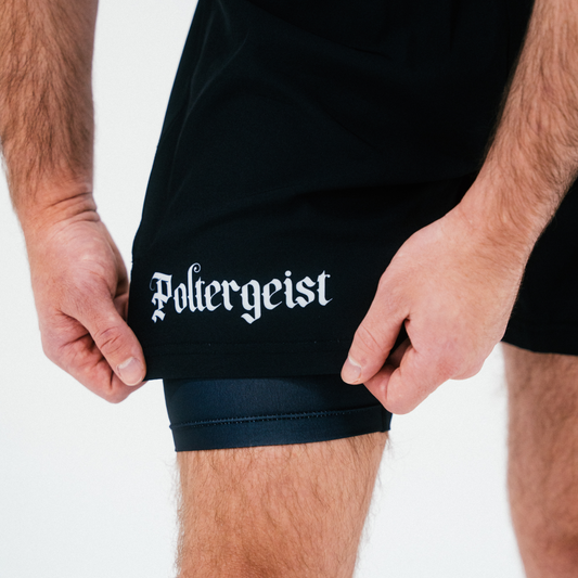 Ranked by Poltergeist - Dual-Layer Black Shorts