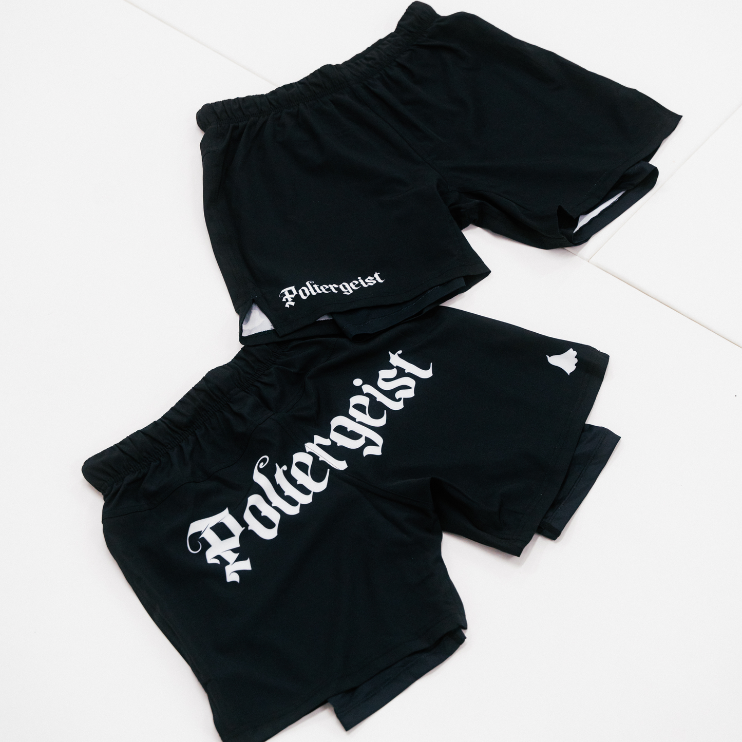 Ranked by Poltergeist - Dual-Layer Black Shorts